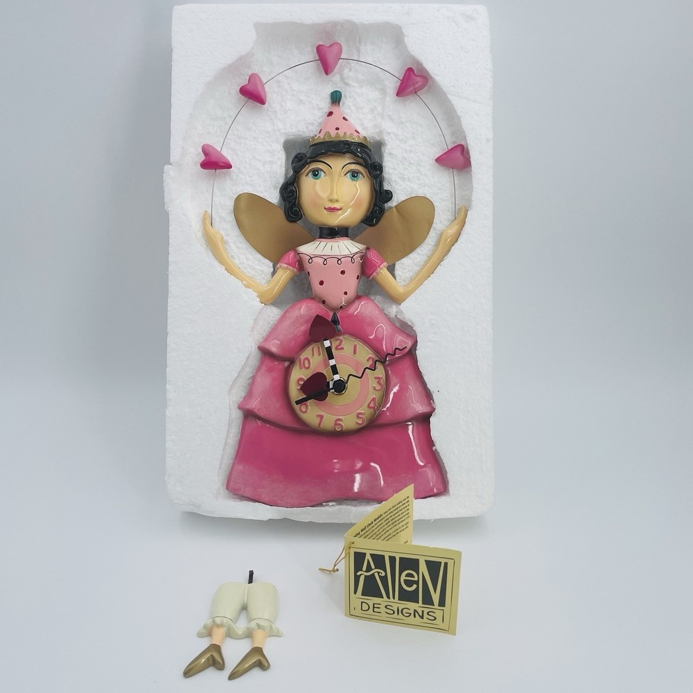 Ella Bella Clock Art by Allen Designs Swinging Legs Pendulum Hearts Complete